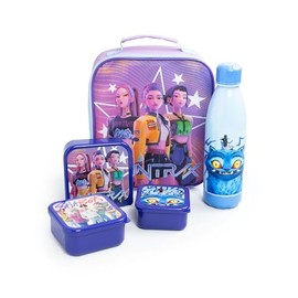 KPop Demon Hunters Lunch Bag in Purple | Insulated Food Container with Bottle & 3 Snack Tins | School Lunch Box with Cartoon Motifs | K-Pop Demon Hunters Merchandise