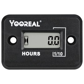 Yooreal Digital Inductive Hour Meter Waterproof IP68,Works on Gas Engine Generator Various of ZTR/Riding Lawn Mower Land Trimmer UTV Brush Cutter Tractor ATV Boat Outboard Motor Dirt Bike Motorcycle
