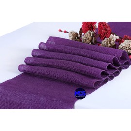 MDS 10 PCS 100% Natural Burlap Table Runners 12 x 72 Inch Rustic Farmhouse Country Vintage Boho Jute Runner for Wedding Home BBQ's Coffee Tea Party Dinning Table Decorations - Purple