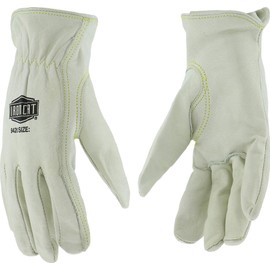 IRONCAT 9420 Premium Grain Cowhide Gloves – Gray, Medium, Leather Driver Work Gloves w/ Keystone Thumb