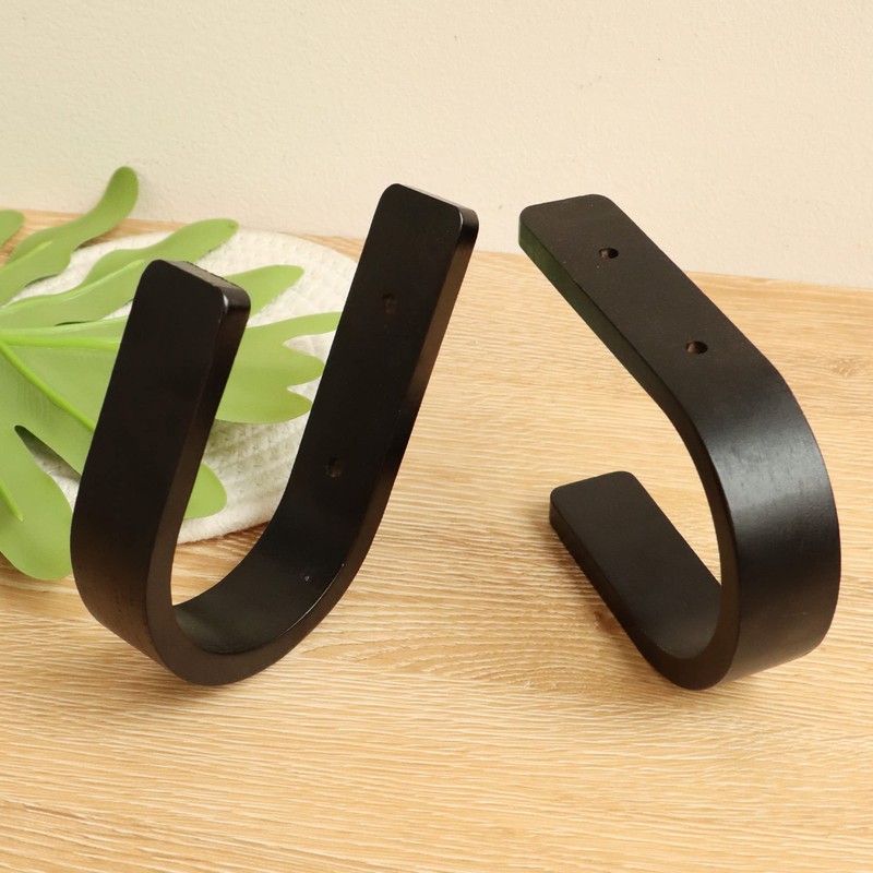 OCIOLI 2 Pieces Curtain Tiebacks Wood Curtain Holdbacks U Shaped