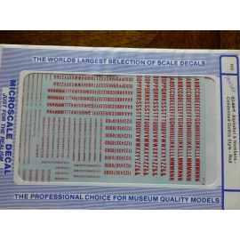 Microscale Decal #90025 Gothic - Condensed Letters and Numbers - Red