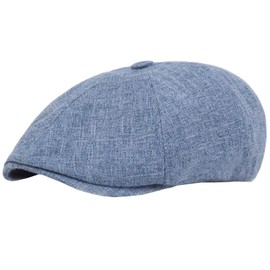 B-HOT Newsboy Cap 8 Panel Baker Boy Hat Peaky Flat Caps Herringbone Cloth Cap Elastic Gatsby Hat D:Blue