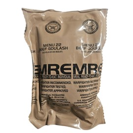 Genuine USGI MRE [Meal, Ready to Eat] Inspection Date 01/2026 or Newer [New Packaging] - You Choose Menu Ration with Entree, Snacks, Dessert, Drink Mix, Utensils, Condiments and FRH. (Beef Goulash)