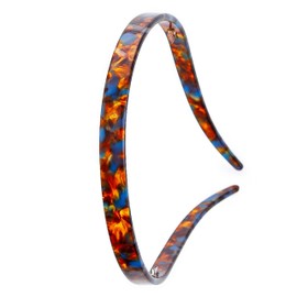 Firuilo Tortoise Shell Headbands Skinny Thin Head Hoops With Teeth for Women (Blue brown One Size)