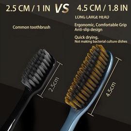 CMHX Huge Head Toothbrush Extra Soft Toothbrush Large Long Head Whitening Teeth (Golden 1 PCS)