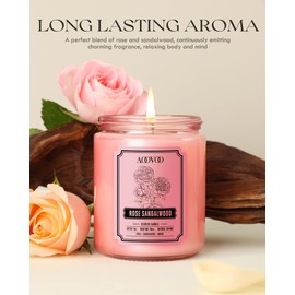 AOOVOO Sandalwood Rose Candle - Scented Candles, Soy Candles, Pink Candles, Aromatherapy Candle, Soy Wax Candle, Candle for Home Scented, 9oz Small Candle