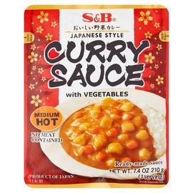 S&B Japanese Style Curry Sauce with Vegetables Medium Hot 7.4 oz (210g) NO MSG