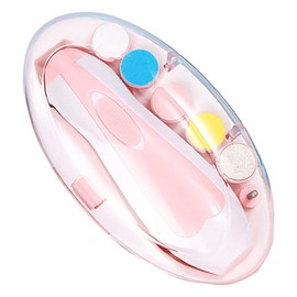 Baby Electric Nail Trimmer, LED Baby Nail File Electric Nail Trimmer Manicure Set Toes Fingernails Care Trim Polish Kit for Toddlers Kids Newborn (Light Pink)