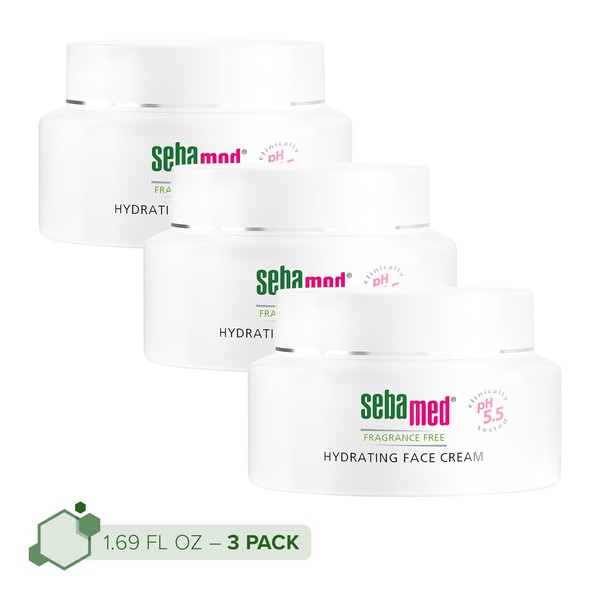 Sebamed Fragrance-Free Hydrating Face Cream Gentle Moisturizer Dermatologist Recommended for Normal to Dry Skin 1.7 Fluid Ounces (50 Milliliters) 3-Pack