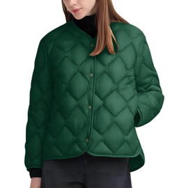 Little Donkey Andy Women's Lightweight Puffer Jacket with Recycled Insulation, Button Down Quilted Coats (Grass Green M)
