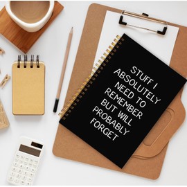 BESERH Funny Office Notebook, Work Journal Notebook for Women Men Coworkers, Funny Office Supplies, Stuff I Absolutely Need to Remember Sarcastic Hardcover Spiral Notebook 5.5x8.3 Inch