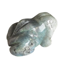 Bacatgem Natural Moonstone Frog Crystals and Healing Stone Figurines,1.5 Inches Hand Carved Pocket Animal Room Decor Gemstone