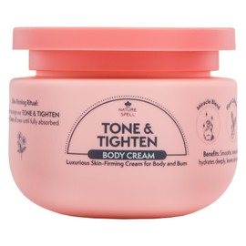 Nature Spell Tone & Tightening Body Cream, Firming Moisturiser for Skin Elasticity, Infused with Hyaluronic Acid, Plant Collagen & Ginseng, Vegan, 250ml