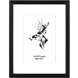 Yaetm 8x10 Picture Frame Matted to 5x7 Set of 4, Natural Solid Oak Wood 8x10 Frames with Tempered Glass for Wall Gallery, Home and Office, Display on Tabletop or Wall Mounting (4 Pack, Oak)