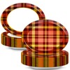 Lonfliness 50Pcs Fall Thanksgiving Plaid Plates Disposable Paper Red Orange