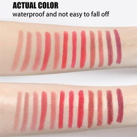 12 Color Rotating Sharpenable Matte Lipstick Pencils, Lipstick Matte, Non-stick Cup, Matte Lip Liner Pencil Set, Lasting Wear Smudge Velvety Feel Lipstick For All Skin (B)