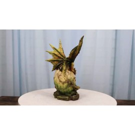 Forest Ent Greenman Dendritic Dragon Hatchling Emerging From Egg Shell Figurine