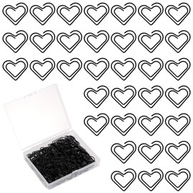 lasuroa Pack of 100 Heart Shaped Paper Clips, Small Cute Metal Hearts Decorative Paper Clips for Office School Notes Documents Scrapbooking Wedding Decor and Craft Projects (Black)