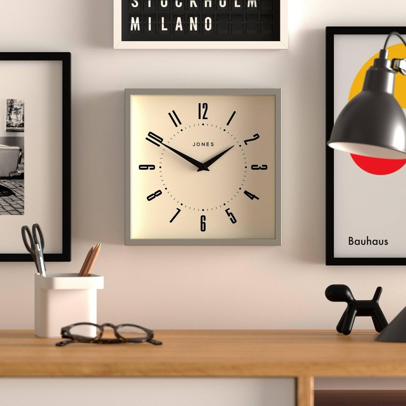 JONES CLOCKS® Box Wall Clock | Retro Square | 10