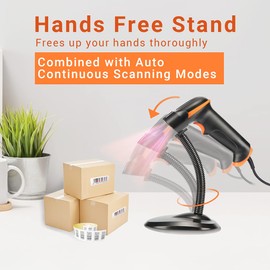 Tera L5100Y-Z Barcode Scanner 1D Laser USB Wired Handheld Barcode Scanner Reader with Holder Plug and Play