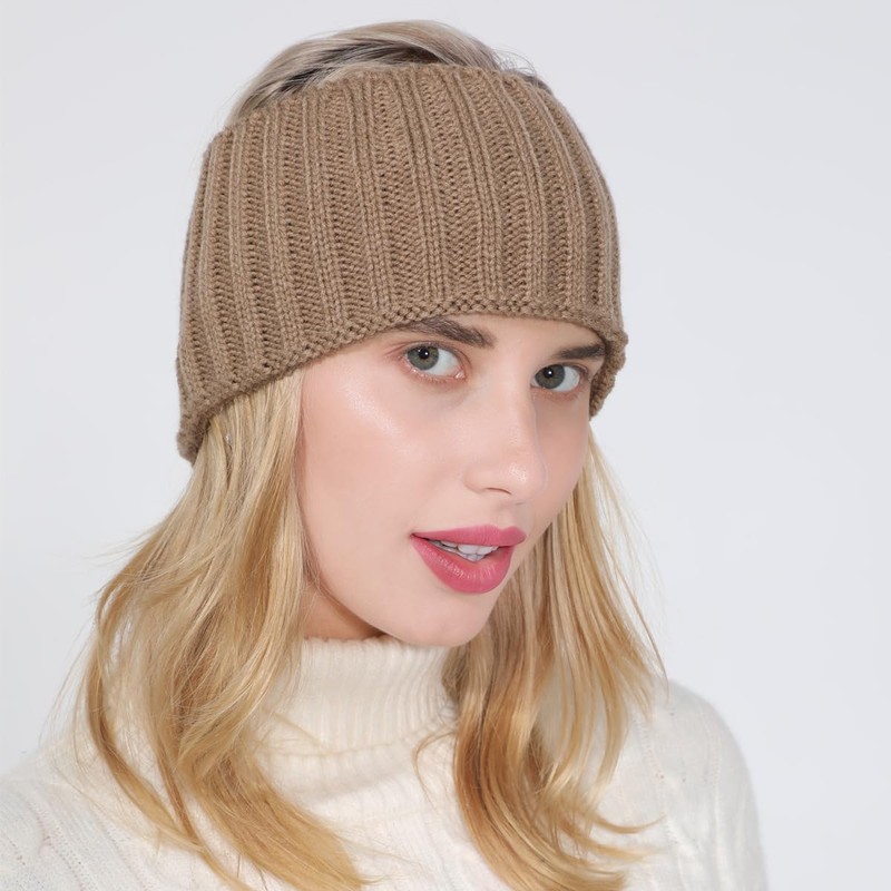 axy HBW5 Winter Headband Women's Knitted Headband Beige