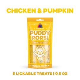 Weruva Puddy Pops, Chicken and Pumpkin Lickable Cat Treats, 0.5oz Tube, Pack of 5