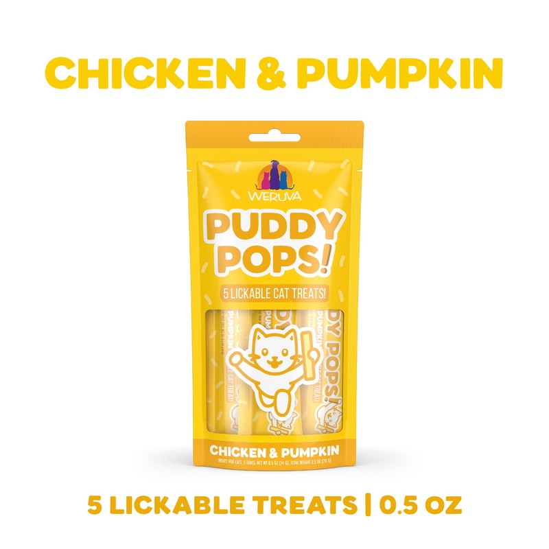 Weruva Puddy Pops, Chicken and Pumpkin Lickable Cat Treats, 0.5oz