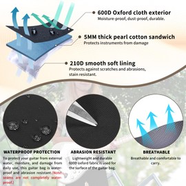 ANILD Acoustic Guitar Bag Gig Bag With Thick Padding Dual Adjustable Shoulder Strap 40 41 inch Acoustic Guitar Case