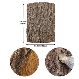 4 Pack Natural Cork Bark Bird Perch Stand, 15.7 × 11.8 inch Parrot Chewing Toys, Birdcage Background Decor Accessories, Bark Toy for Budgie Parakeet Cockatiel Lovebirds Conures Hamster Guinea Pig Rat