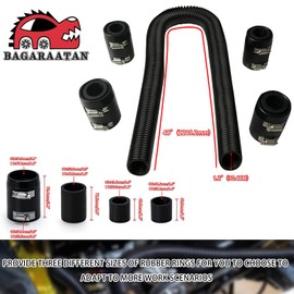 BAGARAATAN Universal 48" Flexible Radiator Hose Stainless Steel Universal Water Hoses Adapter Coolant Radiator Hose Kit Could be Used with 1-1/4", 1-1/2", 1-3/4" or 1-5/8" Radiator Necks
