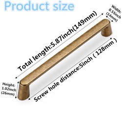 6 Pack Antique Brass Cabinet Handles - 128MM Hole Centers Vintage Drawer Handles Solid Zinc Alloy Cabinet Hardware Drawer Pulls (Bronze)