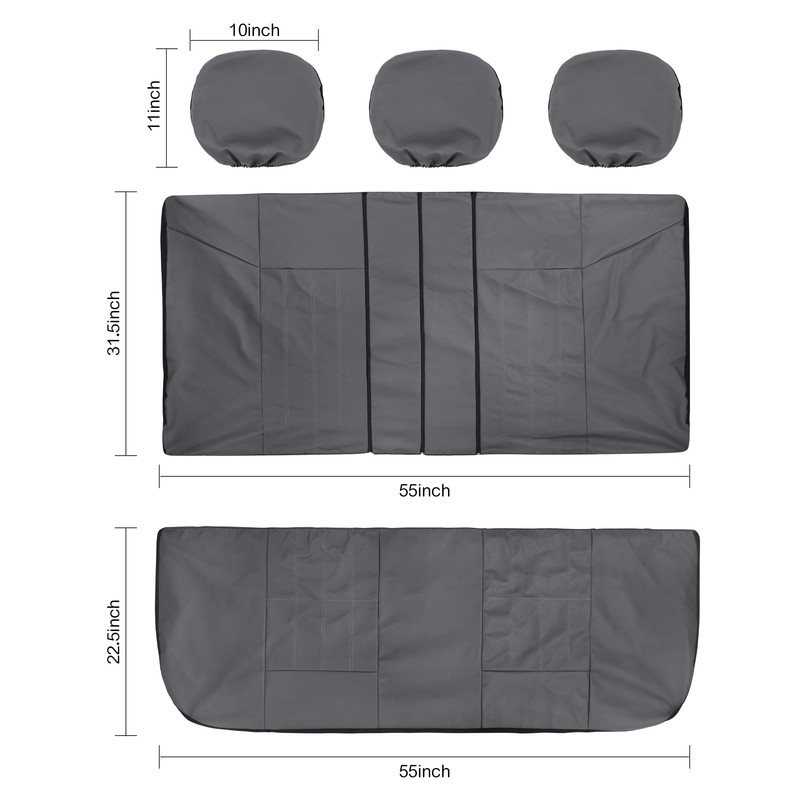 VarCozy Faux Leather Car Seat Covers Rear Set, Split Rear