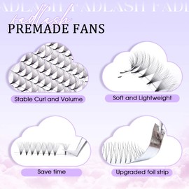 FADLASH Premade Lash Fans D Curl Premade Fans Eyelash Extensions 12D 0.07 Volume Lash Fans Premade Handmade Premade Lash Extensions Fans (12D-0.07D-16mm)