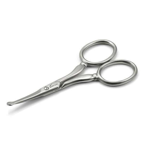 Mont Bleu Ear & Nose Hair Scissors, Curved Blades, Carbon Steel, Made in Italy