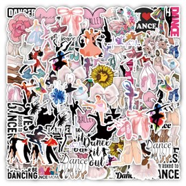 Anhstks 60PCS Dancing Stickers,Water Bottles Laptop Car Decal - Perfect Dancer Gifts for Girls and Teenagers，Dance Decals, Girls Dance Party Favors