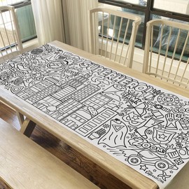 Tiny Expressions Superhero Birthday, Coloring Tablecloth for Kids - Rolled, No Creases 30" x 72" Large Coloring Poster for Birthday Parties - Fun Super Hero Party Activity and Decoration for Children