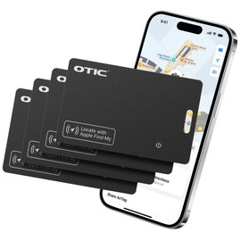 OTIC Wallet Tracker Card, Ultra-Thin 1.7MM Rechargeable Finder, Works with Apple Find My (iOS Only), Item Locator for Luggage Tags, Passports, Phone, IP67 Waterproof, (4-Pack)