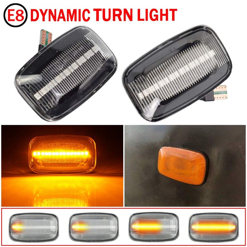 2Pcs Dynamic LED Fender Side Marker Turn Signal Light Side