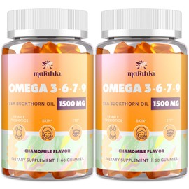 Marafiki- Gomitas Omega 3 6 7 9 para Mujer Suplemento Omega 3 con Aceite de Espino Cerval de Mar, Aceite de Linaza, Tarde P