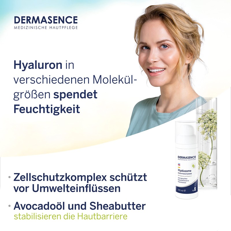 DERMASENCE Hyalusome Moisturising Cream - Hydrating Face Care with Anti-Ageing