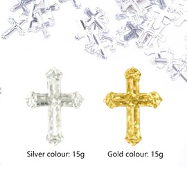 Cross Confetti - TRACOMPAN Gold & Silver Plastic Christening Confetti for Holy Communion, Confirmation, First Communion & Christening Decorations | Table Sprinkles for Cakes, Table Decorations (30g)