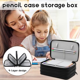 Mikqky Federmäppchen Große 72 Slots, Etui, Federmäppchen Jungen, Federmäppchen Schwarz, Federmappe Für Schule Studenten, Federmäppchen Mit Reißverschluss, Große Kapazität Pencil Case (Schwarz)