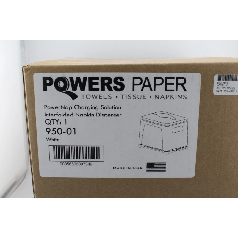 PowerNap Restaurant /Home/Bar USB Charging Solution Napkin Dispenser WHITE New