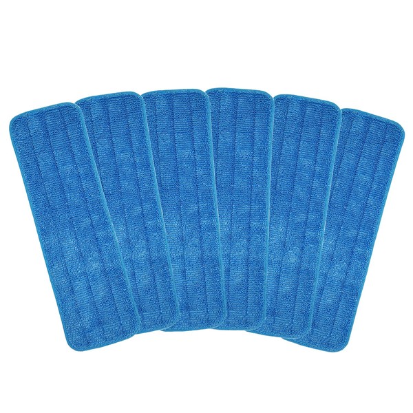 Microfiber Mop Pad 18" Inch for Wet Dry Mops Floor Cleaning Pads Reusable Compatible with Bona Floor Care System (6 Pack)