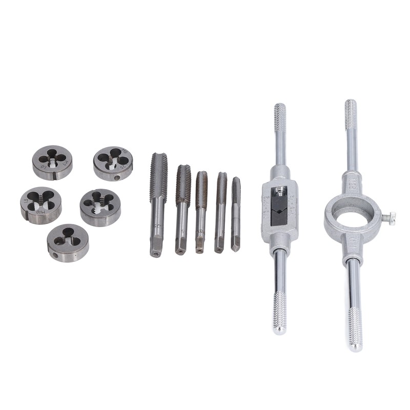 12Pcs Drill Tap Die Wrench Manual Thread Tapping Tool Set