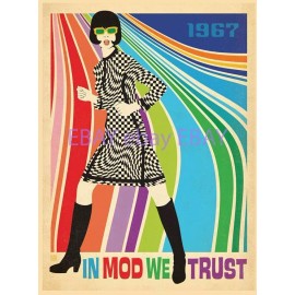 IN MOD WE TRUST Groovy 60s Retro Fashion Design MAGNET 2x3" Refrigerator Locker