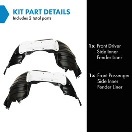 TRQ Front Inner Fender Liner Set Compatible with 2011-2014 Toyota Sienna TO1248163 TO1249163 TO1249203