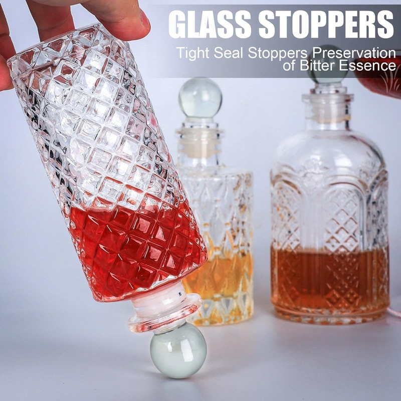 Dasher Tops,Glass Bottle Stoppers, Plastic Funnel for Bitters Bottle (4