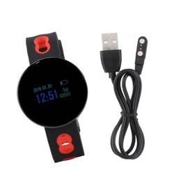 Smart Bracelet Wristband Waterproof Fitness Sleep Heart Rate Recorder (Black Leather Strap)